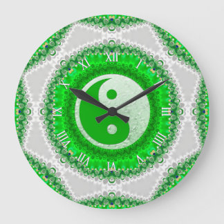 Grande Relógio do Home Decor Verde YinYang FengShui