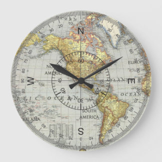 Grande relógio do mapa mundial