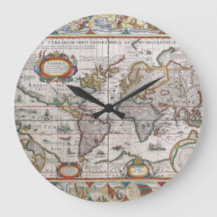 Grande Relógio do Mapa Mundial Antiquado