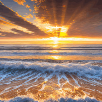 Grande Relógio do nascer do sol do oceano ouro