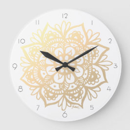 Grande Relógio Dourado Mandala Elegante