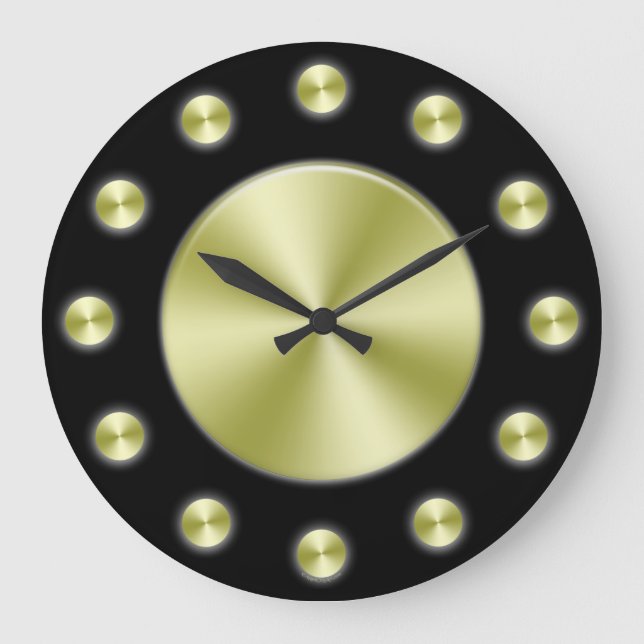 Grande Relógio Elegante Dourado Preto (Frente)