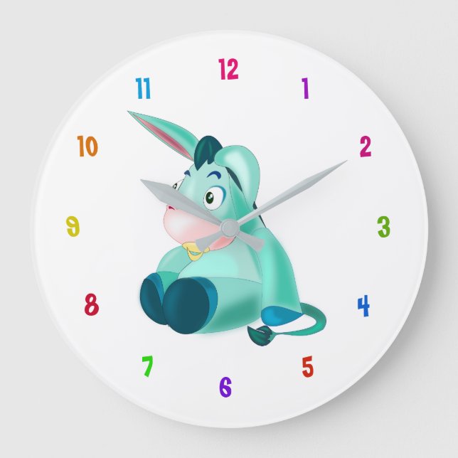Grande Relógio Engraçado com Bebê Donkey - Personalizável (Frente)