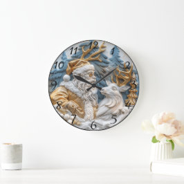 Grande Relógio festivo com Papais noeis e renas