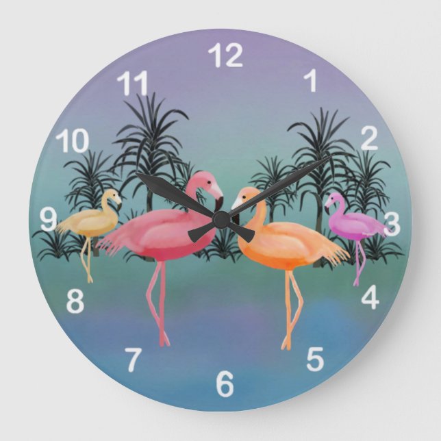 Grande Relógio Flamingos fabuloso (Frente)