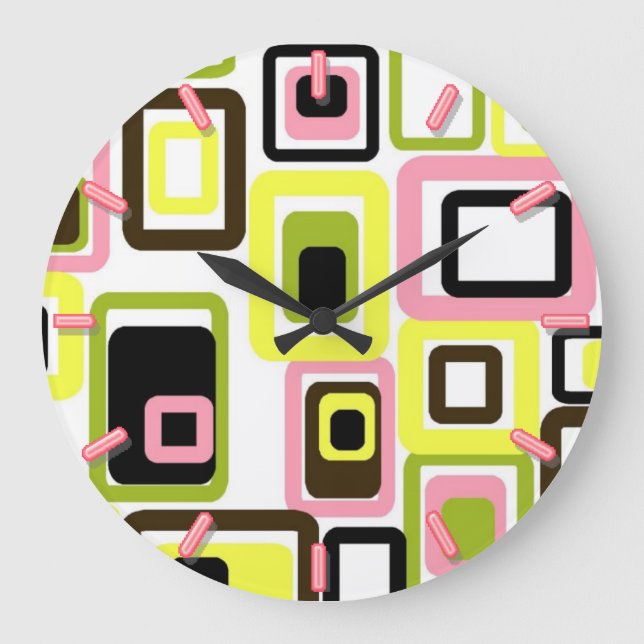 Grande relógio geométrico do padrão do meio século retrô  (Frente)