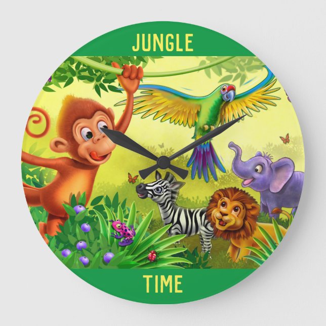 Grande Relógio infantil dos animais da selva (Frente)