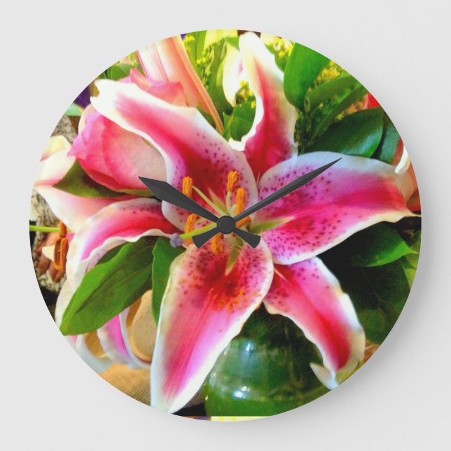 Grande relógio lírio rosa stargazer (Frente)