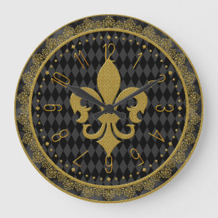 Grande Relógio Mardi Gras, Ouro Fleur de Lis