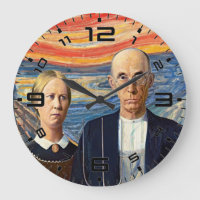 Relógio Mashup de Arte American Gothic Scream