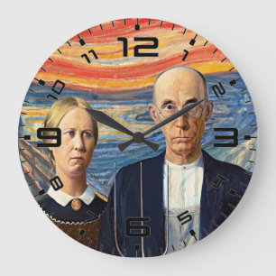 Grande Relógio Mashup de Arte American Gothic Scream