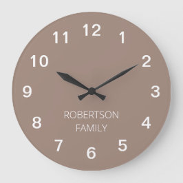 Grande Relógio Mínimo de Taupe Personalizado