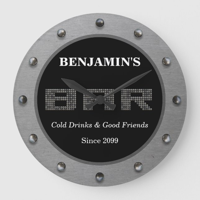 Grande Relógio Mínimo Moderno do Bar (Frente)