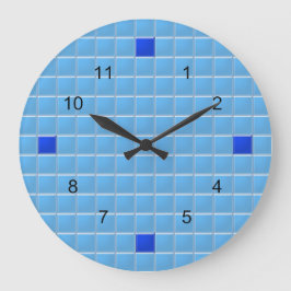 Grande Relógio - Mosaico Azul Quadrado