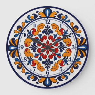 Grande Relógio Numerado Estilo Talavera Espanhol