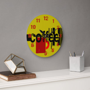 Grande Relógio Numerado Minimalista Moderno de Café