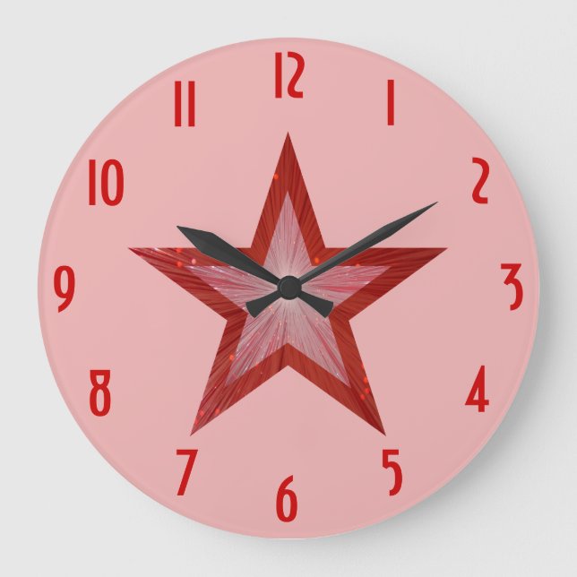 Grande Relógio 'numérico' da Estrela Vermelha rosa redond (Frente)