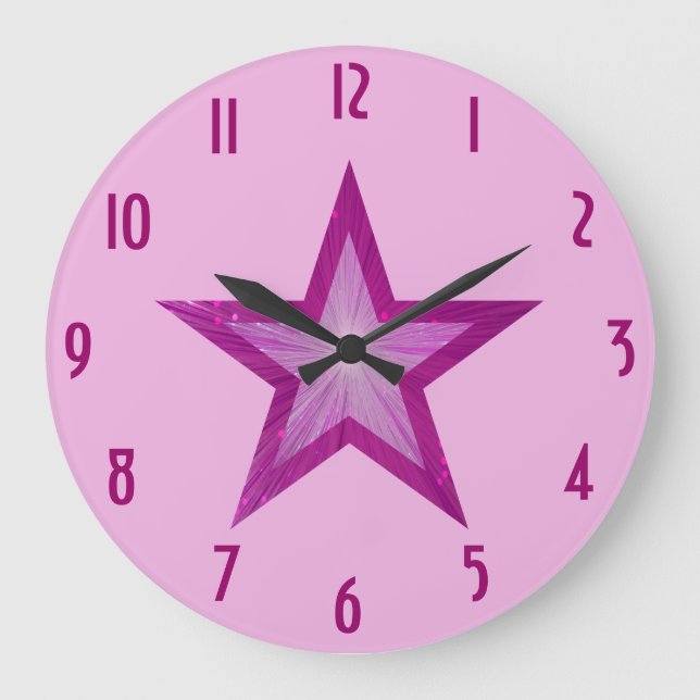 Grande Relógio "Números" de Estrela Rosa, redondo, rosa p (Frente)