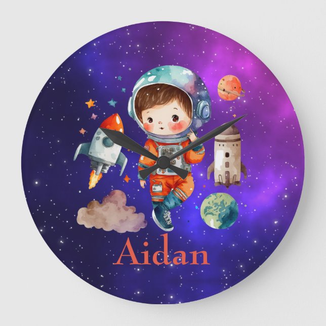 Grande Relógio personalizado da parede dos astronautas do (Frente)