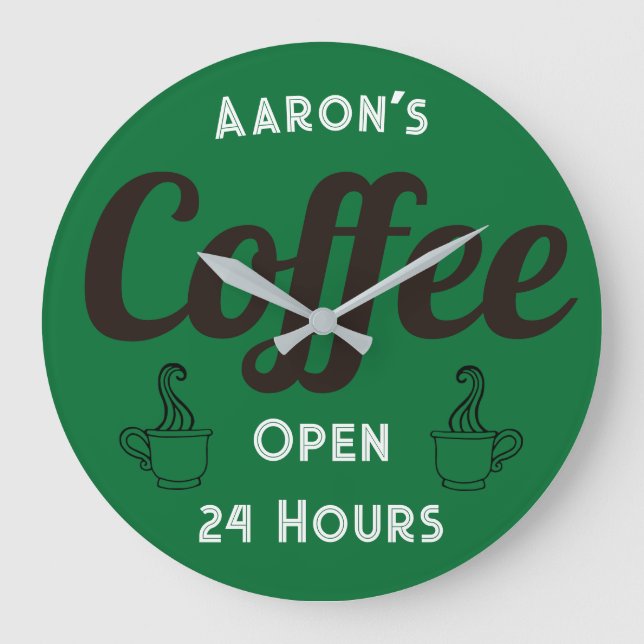 Grande Relógio Personalizado de Café Retro (Frente)
