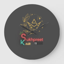 Grande Relógio Personalizado de Parede do Sukhpreet Kaur 