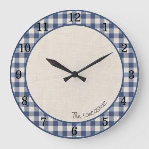 Grande Relógio Personalizado Fazenda Patriot Blue Gingham