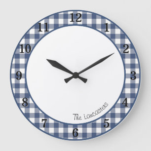 Grande Relógio Personalizado Fazenda Patriot Blue Gingham