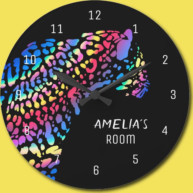 Grande Relógio Personalizado Rainbow Jaguar (Criador carregado)