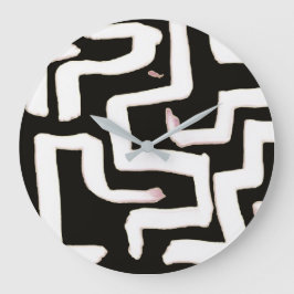 Grande Relógio Preto e Branco Abstrato