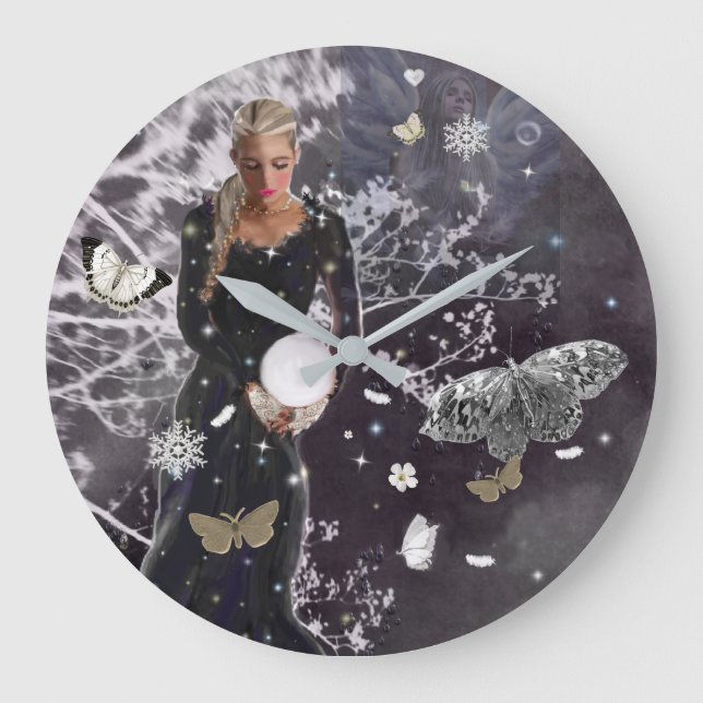 Grande Relógio Redondo de Lady e Crystal Ball (Frente)