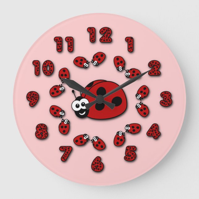 Grande Relógio Rosa Ladybug (Frente)