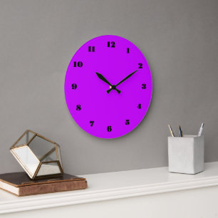 Grande Relógio Roxo Violeta Cores e Números Personalizado