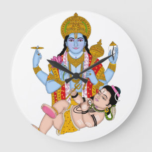 Grande Relógio Shiva & Vishnu – Decoração Divina de Pared