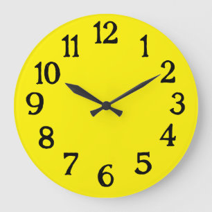 Grande Relógio Simples Preto e Amarelo Normal Plano