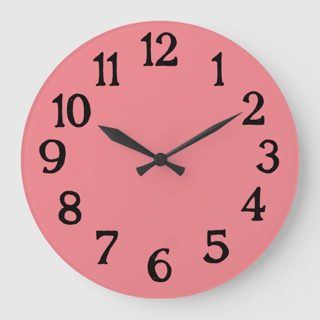 Grande Relógio Simples Rosa Normal Plano (Frente)
