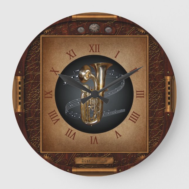 Grande Relógio Steampunk~Doublophone~Euphonium~ com duas  (Frente)