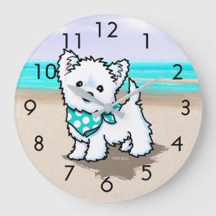 Grande Relógio Westie da Praia do KiniArt Cutieface