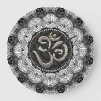 Grande Símbolo OM Yoga Black White Lace Mandala Relógio
