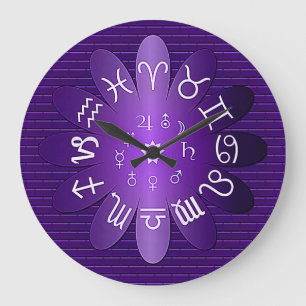 Grande Símbolos de Astrologia Zodiaca Roxo - Relógio de P