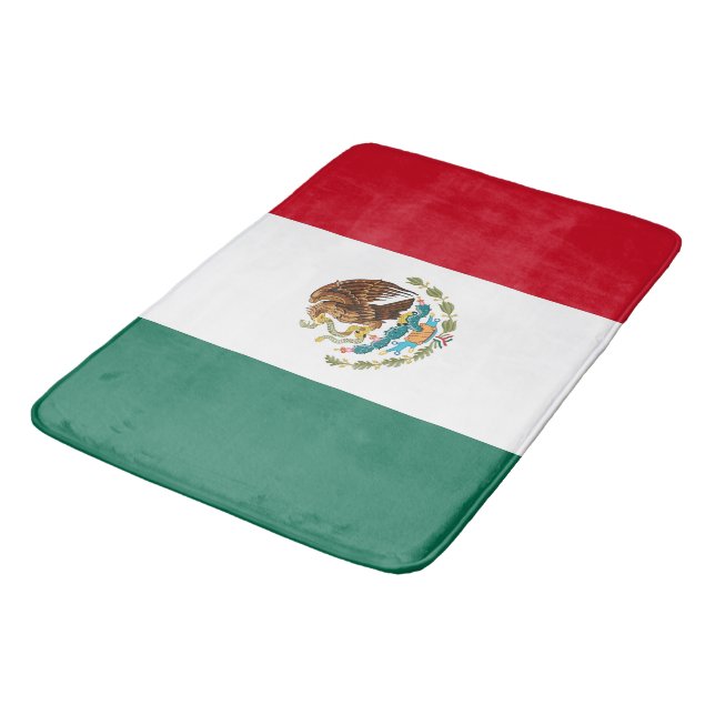 Grande tapete de banho com bandeira do México (Angulado)