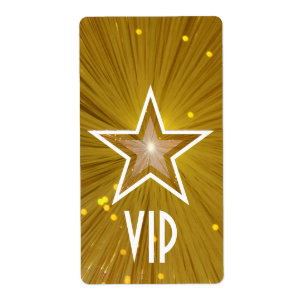 Grande texto branco da etiqueta Dourado da estrela