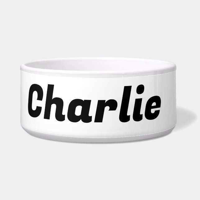 Grande tigela de cão personalizada branca (Frente)