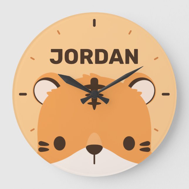 Grande Tigre de Cute com Nome Personalizado - Relógio Gra (Frente)