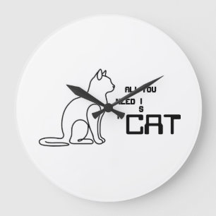 Grande Tudo o que Você Precisa É Um Gato Relógio de Pared