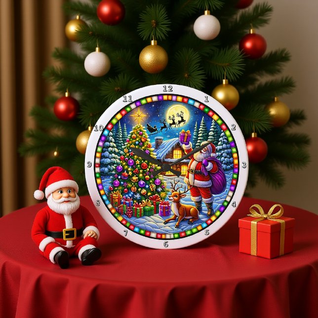 Grande Um relógio de Natal com Papais noeis (Criador carregado)