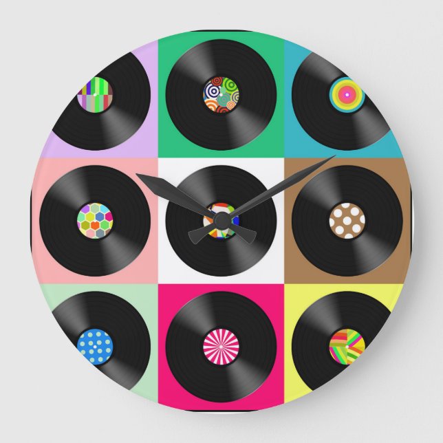 Grande VINYL REGISTRA O Relógio RETRO (Frente)