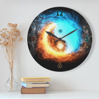 Yin Yang Ice e Fire - símbolo sagrado - relógio de