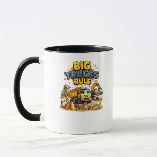 Grandes Caminhões Regem Caneca de Construção Fofa (Esquerda)