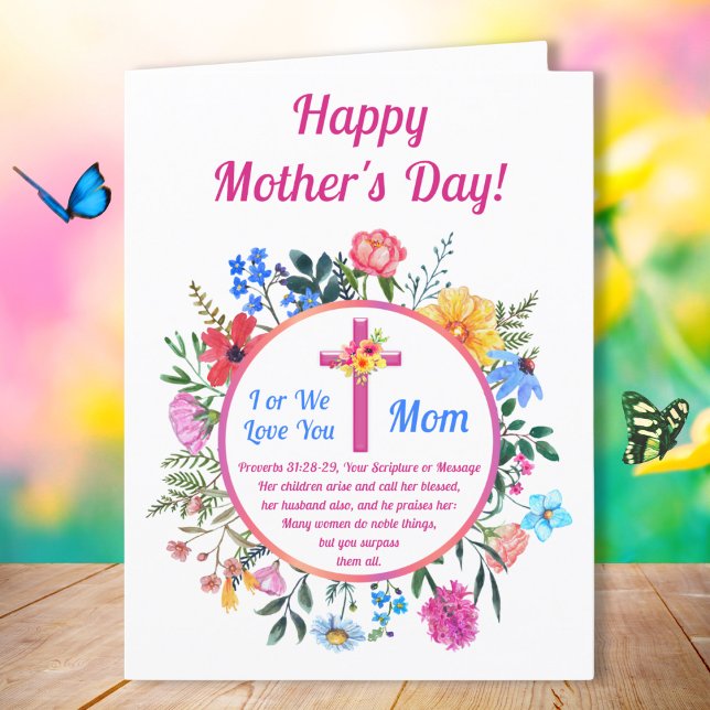 GRANDES, Cartões do Dia das Mães Cristãos, Provérb (Religious Happy Mothers Day Cards. Proverbs 31:28, Mothers Day Blessings. Christian Mother's Day.)