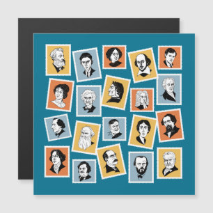 Grandes escritores, poetas e dramaturgos em selos-